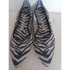 ROTHY'S  The Point Flats Women's W8 Zebra Black & Grey Beige